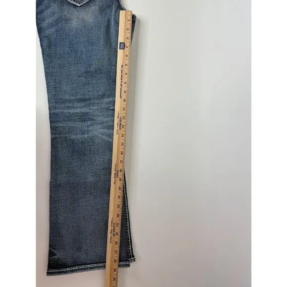 New Rock Revival‎ Jeans Women's 28x30 Cyrus Easy Boot Rhinestone Denim Blue