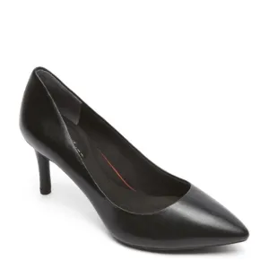 New! Rockport Total Motion Plain Pump Pointed Toe Heel in Smooth Black Leather
