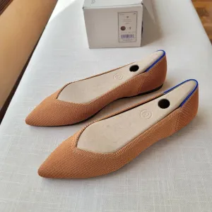 New! Rothy’s sz 9 Fawn Tan Brown Caramel Point Points Ballet Flats Shoes NWT