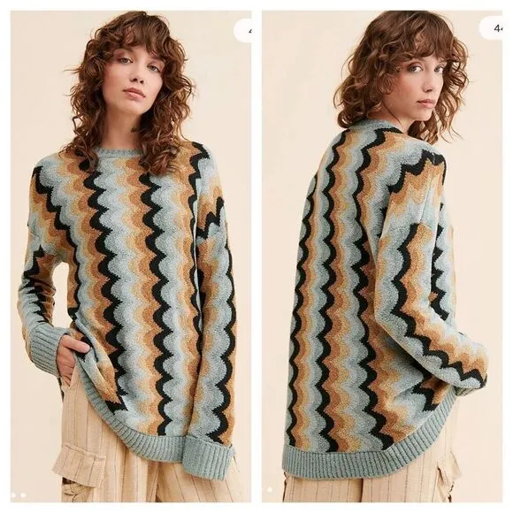 NEW Show Me Your Mumu retro wave knit comfy sweater Size XS