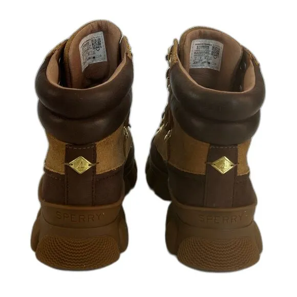 New Sperry Boots Brown Tan Summit Leather Waterproof Hiking Rain &amp; Snow SZ 7.5