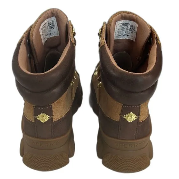 New Sperry Boots Brown Tan Summit Leather Waterproof Hiking Rain &amp; Snow SZ 7.5