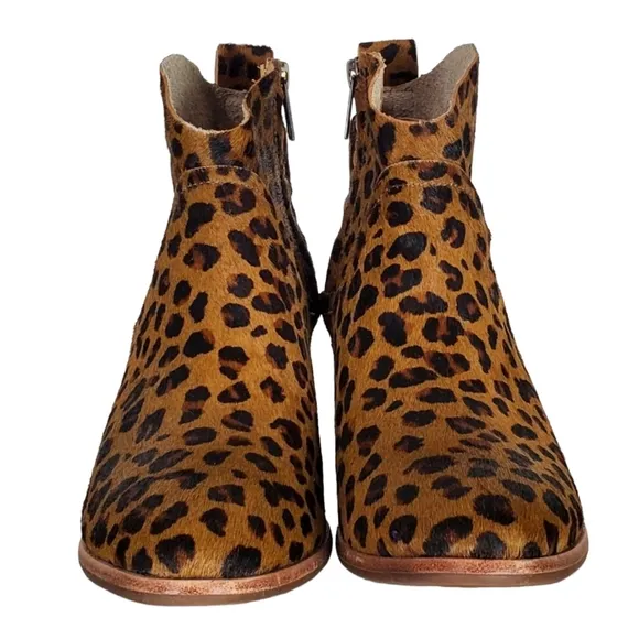 New Ugg kingsburg calf hair leopard print zip up western ankle boots brown