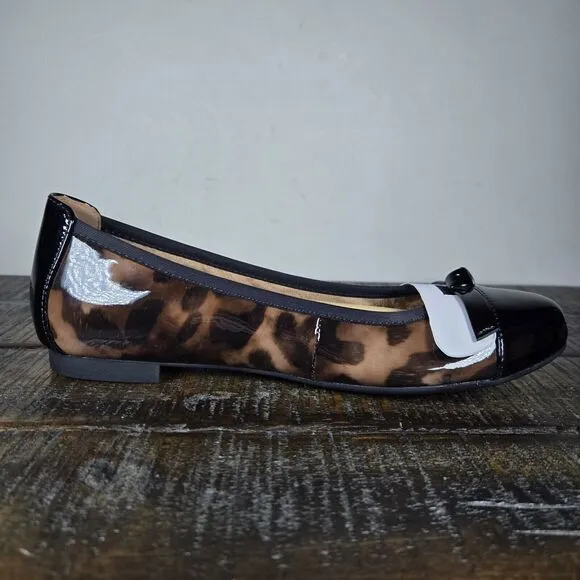 NEW Vionic Amorie Womens Size 6 Ballet Flats Slip On Shoes Black Leopard Patent