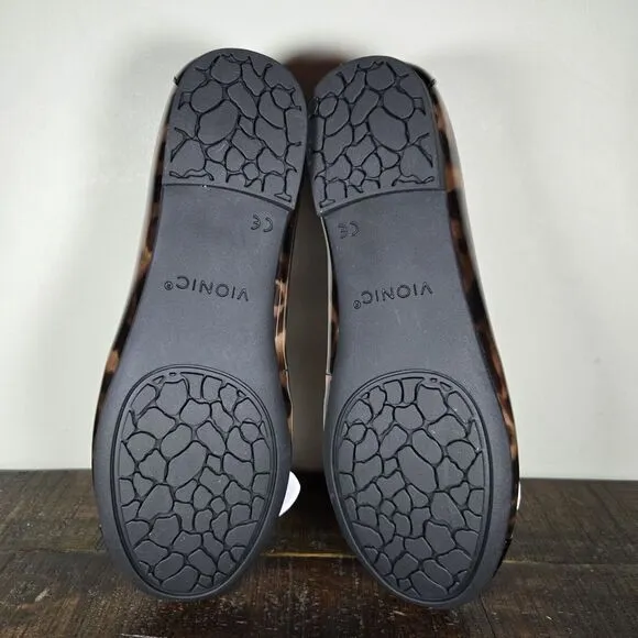 NEW Vionic Amorie Womens Size 6 Ballet Flats Slip On Shoes Black Leopard Patent