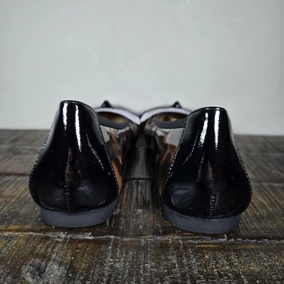 NEW Vionic Amorie Womens Size 6 Ballet Flats Slip On Shoes Black Leopard Patent