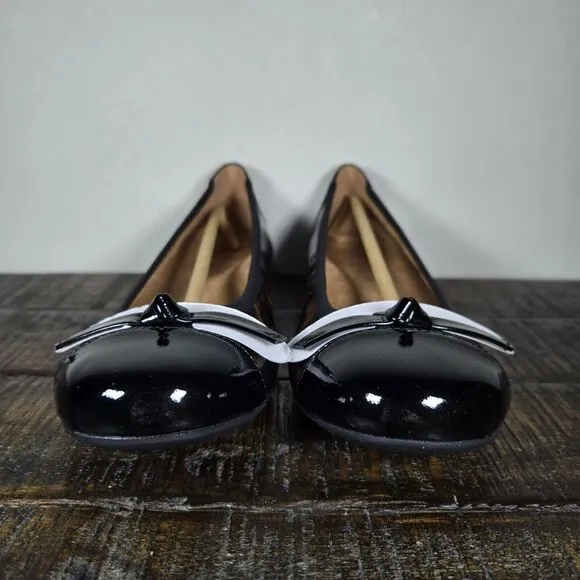 NEW Vionic Amorie Womens Size 6 Ballet Flats Slip On Shoes Black Leopard Patent