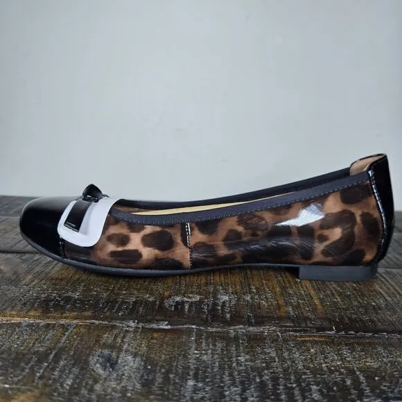 NEW Vionic Amorie Womens Size 6 Ballet Flats Slip On Shoes Black Leopard Patent