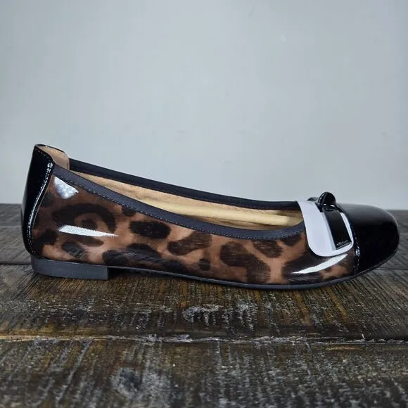 NEW Vionic Amorie Womens Size 6 Ballet Flats Slip On Shoes Black Leopard Patent