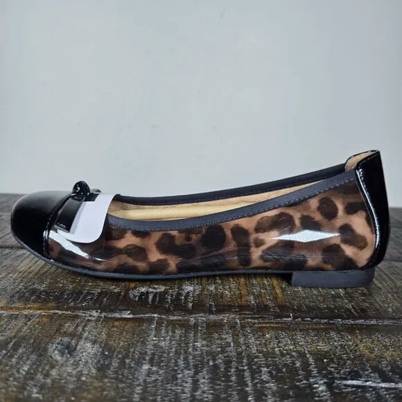 NEW Vionic Amorie Womens Size 6 Ballet Flats Slip On Shoes Black Leopard Patent