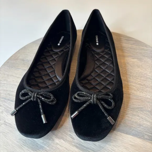 New without Box Birdies The Hummingbird Black Velvet Ballet Flats Shoes Size 11