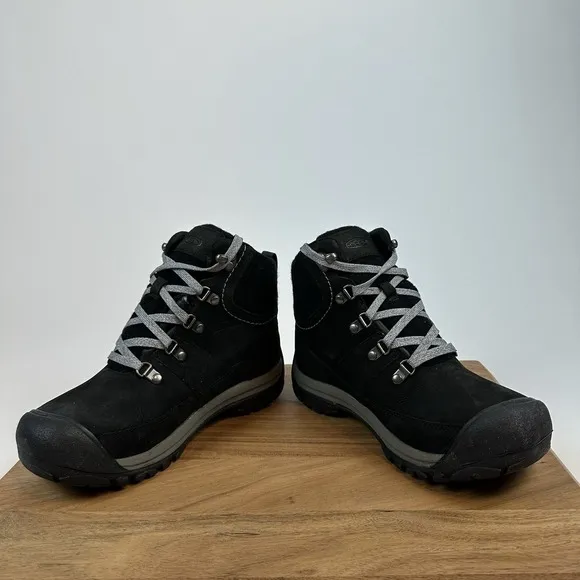 New‎ Womens Keen Kaci III Mid Waterproof Winter Leather Boots Black Size 7.5 M