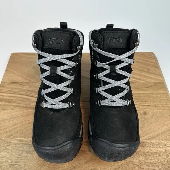 New‎ Womens Keen Kaci III Mid Waterproof Winter Leather Boots Black Size 7.5 M
