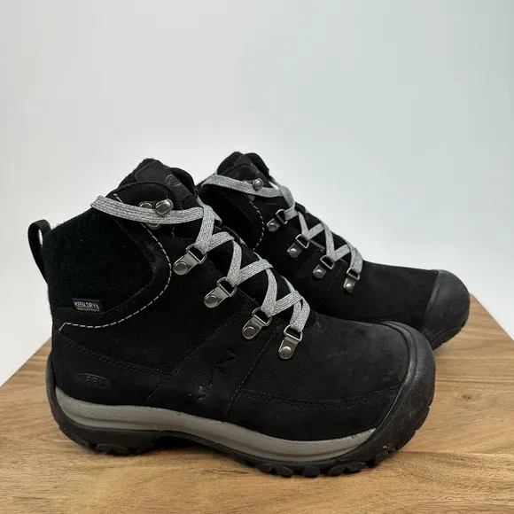 New‎ Womens Keen Kaci III Mid Waterproof Winter Leather Boots Black Size 7.5 M
