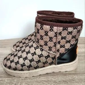 NEW WOMEN'S WINTER VERY BEAUTIFUL BOOTS BROWN WITH GLITTER COLOR SIZE 6,5