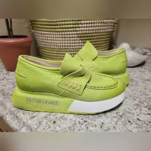 NIB A.S.98 Elian Acido Green Loafer Shoes 38 39