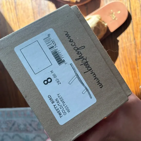 NIB Beek Tweety Bird Slide Sandals Gold Tan sz Womens 8 Anthropologie Leather