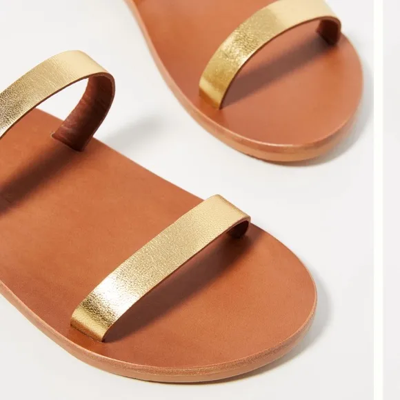 NIB Beek Tweety Bird Slide Sandals Gold Tan sz Womens 8 Anthropologie Leather