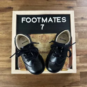 NIB Footmates Black Logan Oxford Saddle Leather Lace Up Dress Shoes Boys 7
