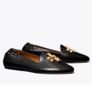 NIB Tory Burch Black Eleanor Goat Leather upper lining and sole size 11 Loafers