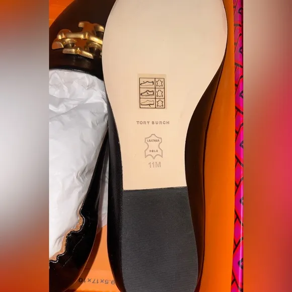 NIB Tory Burch Black Eleanor Goat Leather upper lining and sole size 11 Loafers