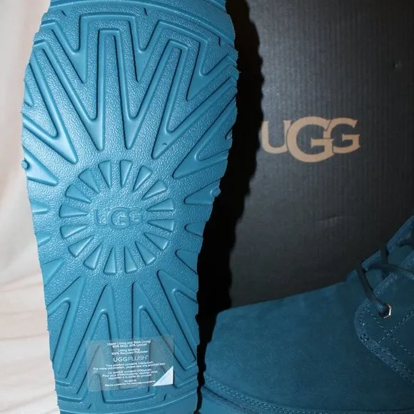 NIB UGG MEN'S NEUMEL MARINA BLUE SUEDE SHEARLING LINED CHUKKA ANKLE WINTER BOOTS