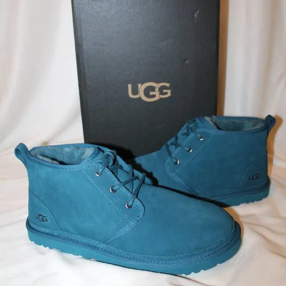 NIB UGG MEN'S NEUMEL MARINA BLUE SUEDE SHEARLING LINED CHUKKA ANKLE WINTER BOOTS