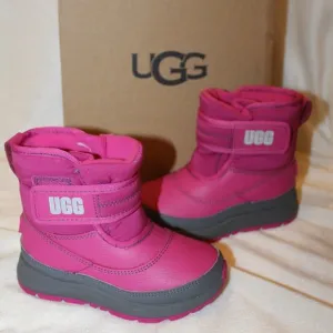 NIB UGG TODDLER WINTER LEATHER SHEARLING LINED BOOTS FUSCHIA PINK‎