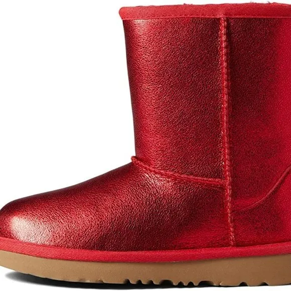 NIB UGG YOUTH GIRL'S TODLERS‎ METALLIC GLITTER RED WINTER BOOTS