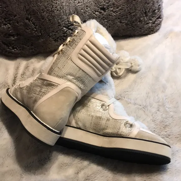Nicholas Kirkwood Shearling White Winter Boots Sz 8 w/ Box