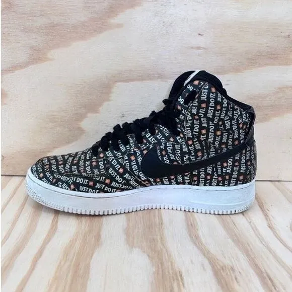 Nike - AF1 07 LV8 Hi Just Do It -Sneakers -Black/White -Men's - 9.5 - AQ9648-001