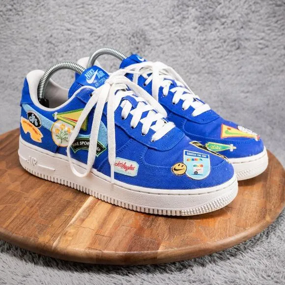 Nike Air Force 1 '07 Patched Up Los Angeles Sneakers Blue Men's 6.5 Womens 8
