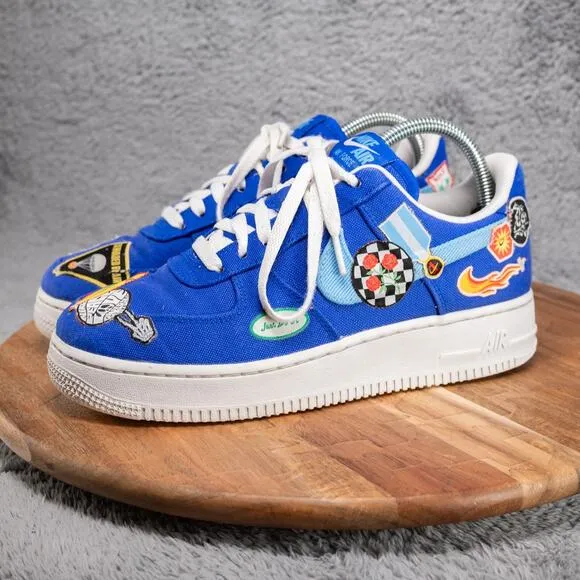Nike Air Force 1 '07 Patched Up Los Angeles Sneakers Blue Men's 6.5 Womens 8