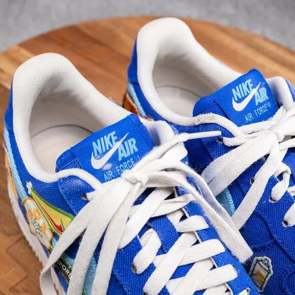 Nike Air Force 1 '07 Patched Up Los Angeles Sneakers Blue Men's 6.5 Womens 8