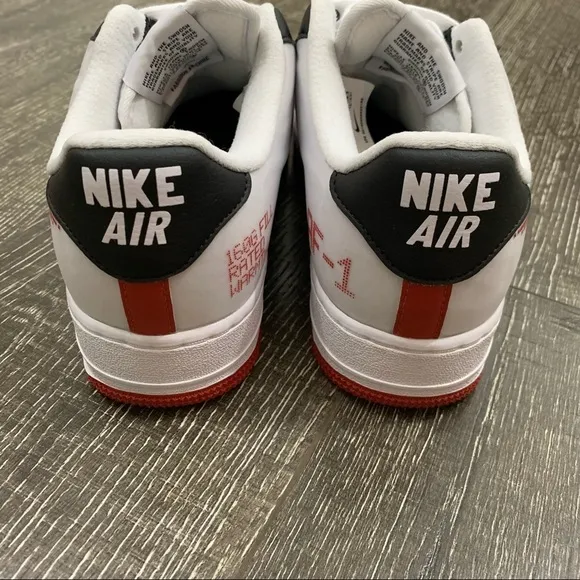 Nike Air Force 1 red black and white sneakers
