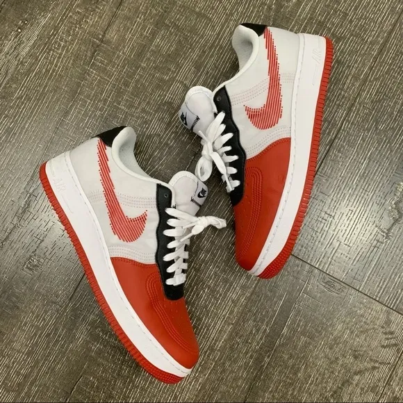 Nike Air Force 1 red black and white sneakers