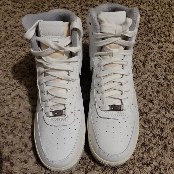 Nike Air Force 1 Sculpt Shoes Womens 10 White Silver High Summit Sneakers   NEW