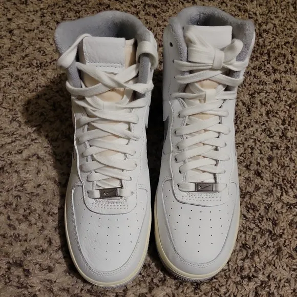Nike Air Force 1 Sculpt Shoes Womens 10 White Silver High Summit Sneakers   NEW