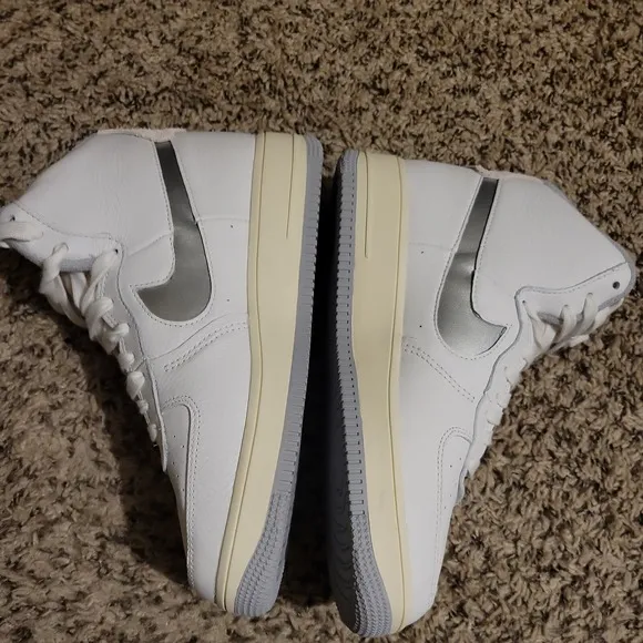Nike Air Force 1 Sculpt Shoes Womens 10 White Silver High Summit Sneakers   NEW