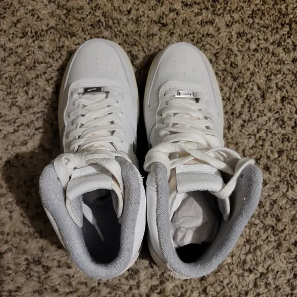 Nike Air Force 1 Sculpt Shoes Womens 10 White Silver High Summit Sneakers   NEW