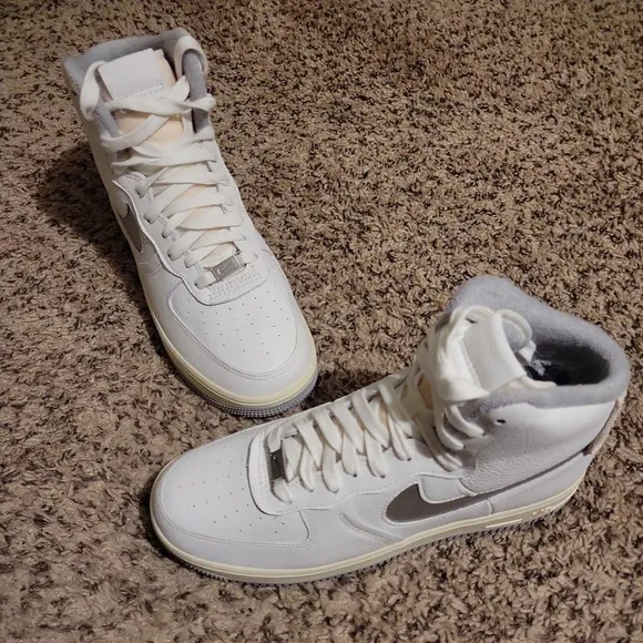 Nike Air Force 1 Sculpt Shoes Womens 10 White Silver High Summit Sneakers   NEW