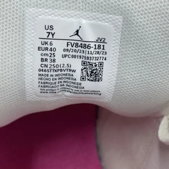 Nike Air Jordan 1 Low GS GS Basketball Shoes White FV8486-181 VNDS Sz 7