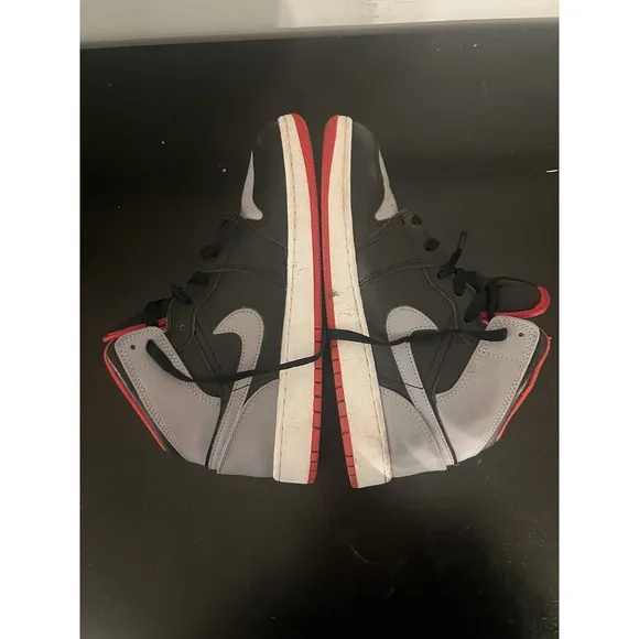 Nike Air Jordan 1 Mid (GS) Youth 7 Black, Gray Shoes Authentic Athletic Sneakers