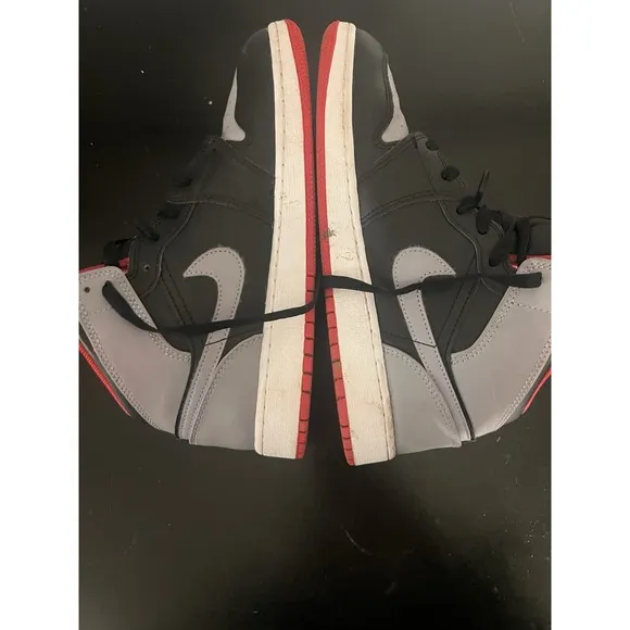 Nike Air Jordan 1 Mid (GS) Youth 7 Black, Gray Shoes Authentic Athletic Sneakers