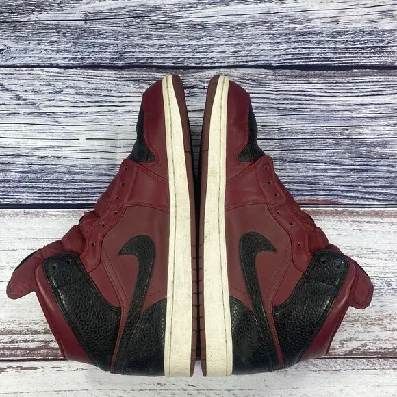 Nike Air Jordan 1 Mid Reverse Banned Red Black Sneakers Shoes, Men’s 13