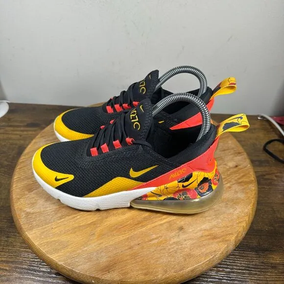 Nike Air Max‎ 270 Women's Size 6.5 Floral Orange Black Shoes Sneakers AR0499-005