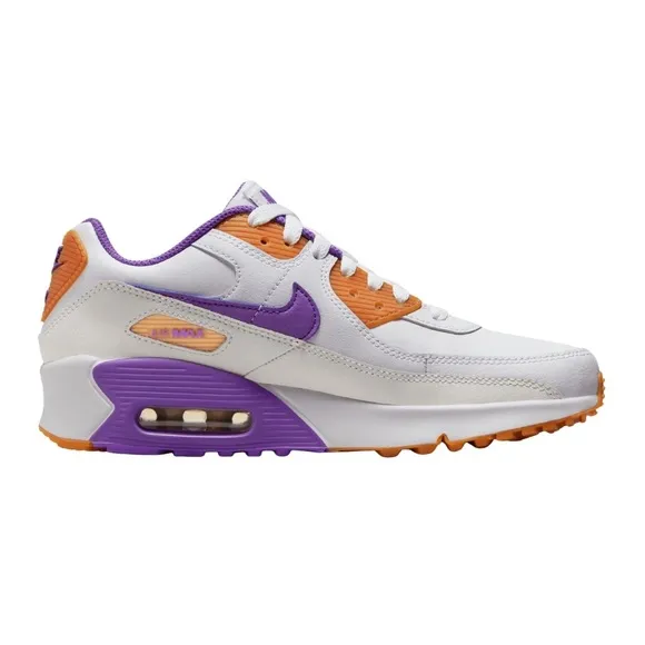 Nike Air Max 90 LTR (GS) Sneakers Shoes Size 7Y White/Action Grape DV3607-103