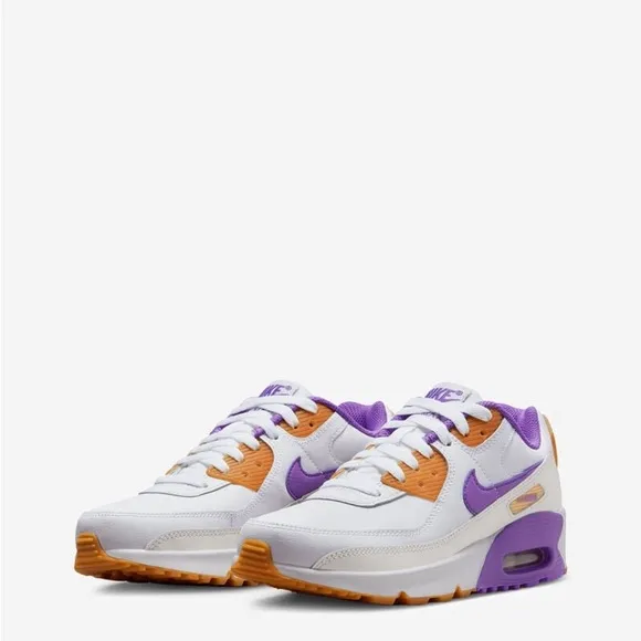 Nike Air Max 90 LTR (GS) Sneakers Shoes Size 7Y White/Action Grape DV3607-103