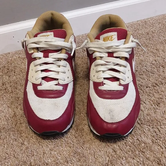 NIKE Air Max 90 White Team Red Metallic Gold Sneakers 2010 Size 12