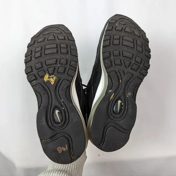 NIKE Air Max 97 Women sz. 9.5 Lifestyle Shoes Sneakers Black White Lace Up LOGO